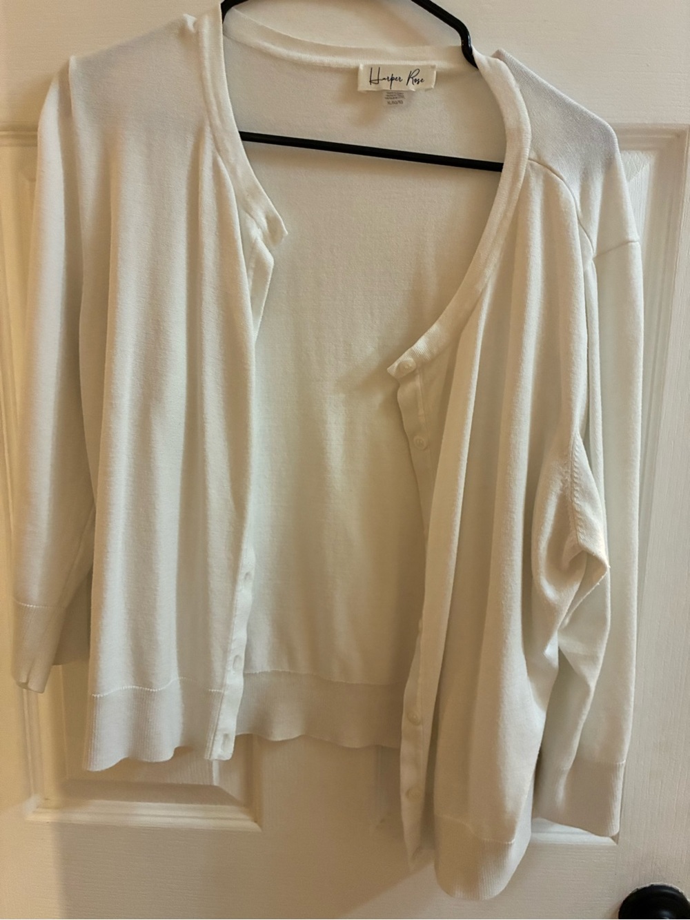 Harper Rose White Button Front Cardigan Sweater XL Lightweight Layering Piece